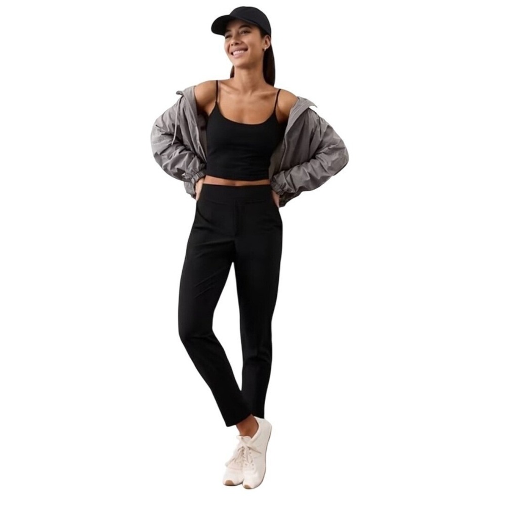 Athleta Brooklyn Cheville Ankle Pants Lightweight Travel Commute Black‎ 10 Nwot